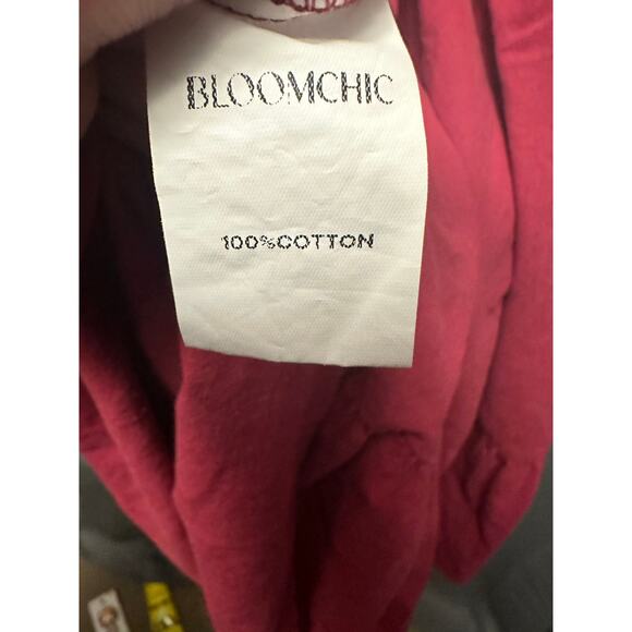 Plus Size 4X 26 Red BloomChic Comfy Printed Cotton Cap Sleeve Midi Dress Pockets - Picture 8 of 8